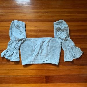 Urban Outfitters Baby Blue Puffed Sleeves Crop Top
